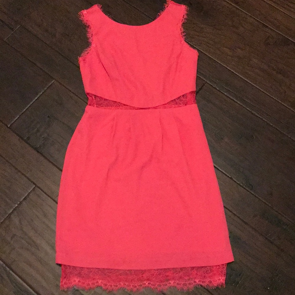 BCBGMaxAzria Pink Lace Cutout Dress